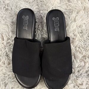 Brash Black Mules Textured Open Toe